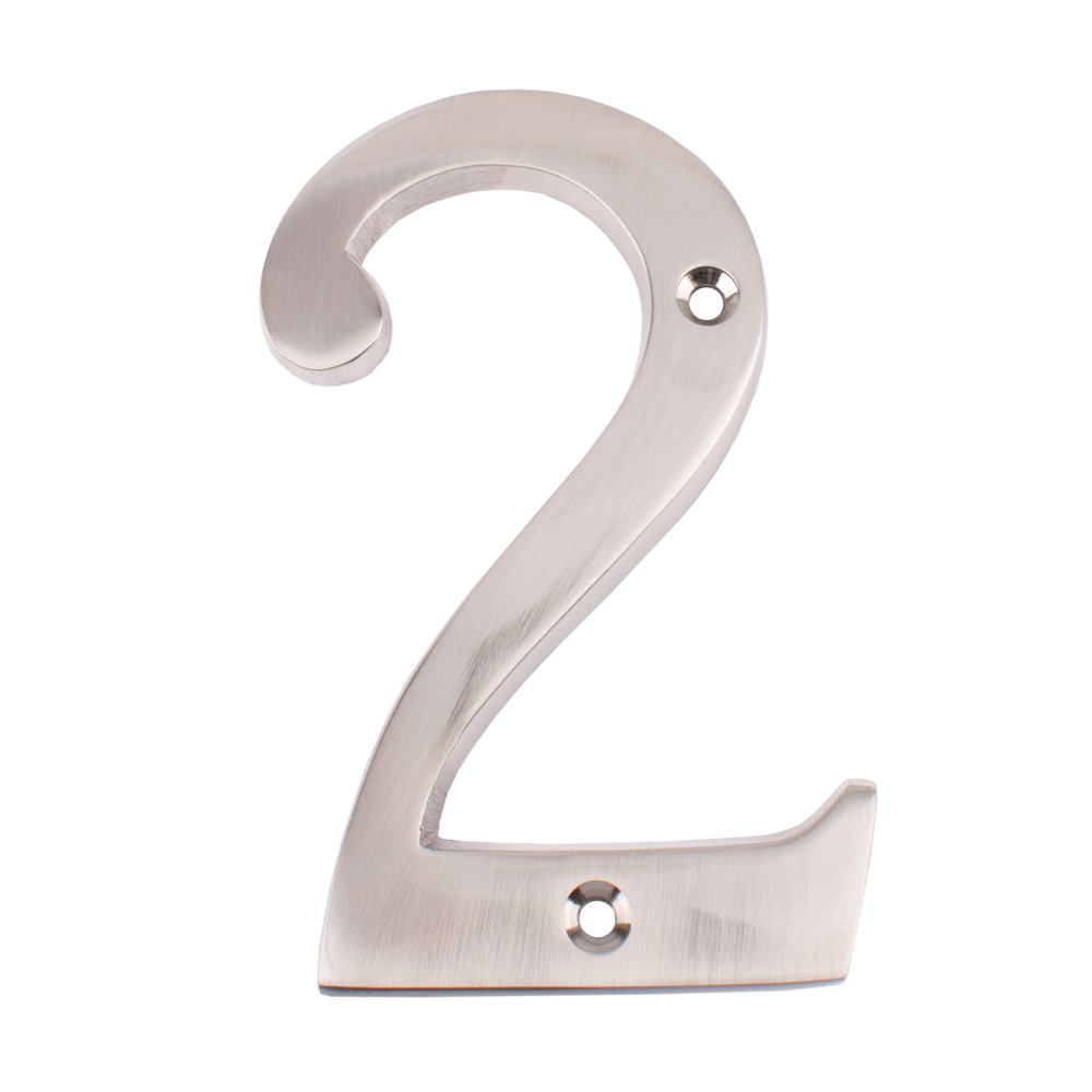 Dart Number 2 Door Numeral - Satin Nickel